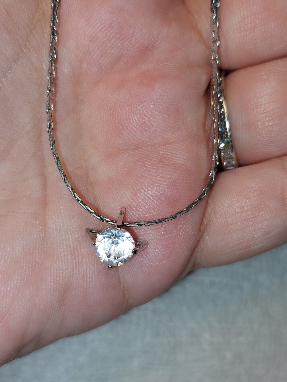 Classic Silver-Tone Clear Stone Solitaire Pendant Necklace